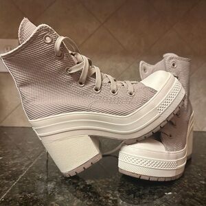 Converse Chuck Taylor Light Mauve and Cream Heeled High-Tops